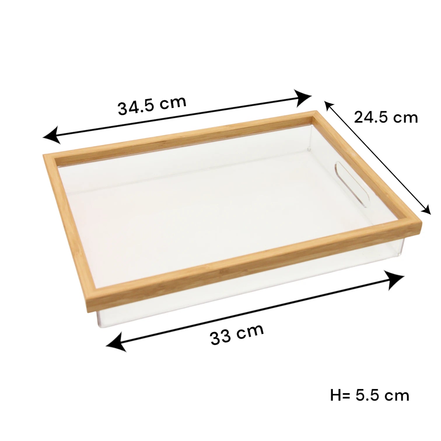 Modern Rectangular Acrylic Tray Set – 2-Piece Serving & Organizer Trays with Frame and Handles for Coffee Table, Kitchen, Vanity & More - Damoo