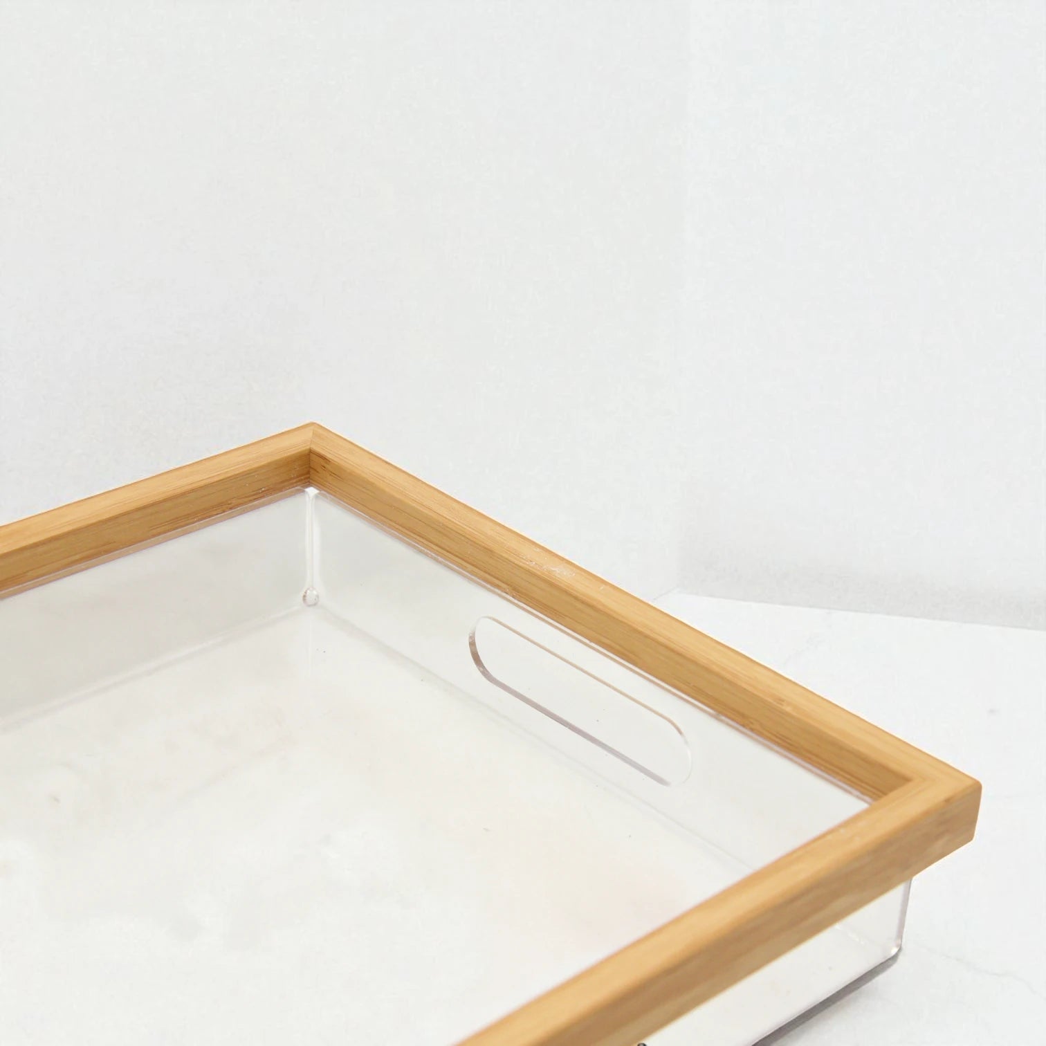 Modern Rectangular Acrylic Tray Set – 2-Piece Serving & Organizer Trays with Frame and Handles for Coffee Table, Kitchen, Vanity & More - Damoo