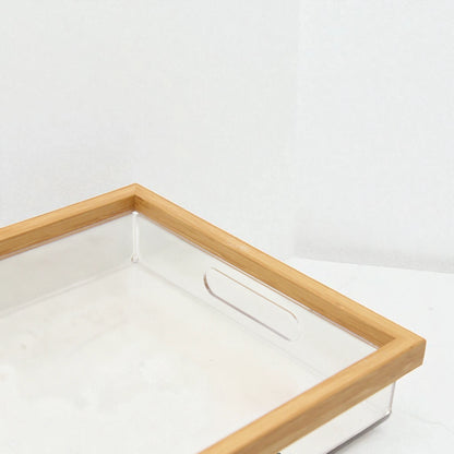 Modern Rectangular Acrylic Tray Set – 2-Piece Serving & Organizer Trays with Frame and Handles for Coffee Table, Kitchen, Vanity & More - Damoo