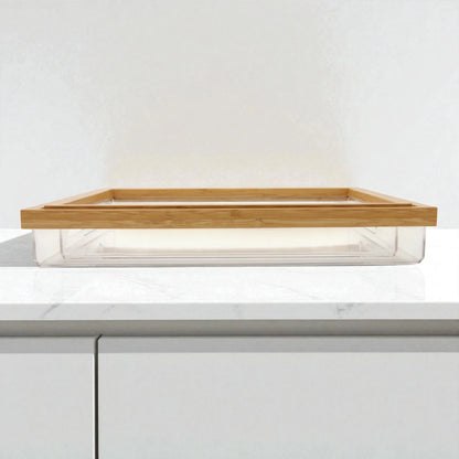 Modern Rectangular Acrylic Tray Set – 2-Piece Serving & Organizer Trays with Frame and Handles for Coffee Table, Kitchen, Vanity & More - Damoo