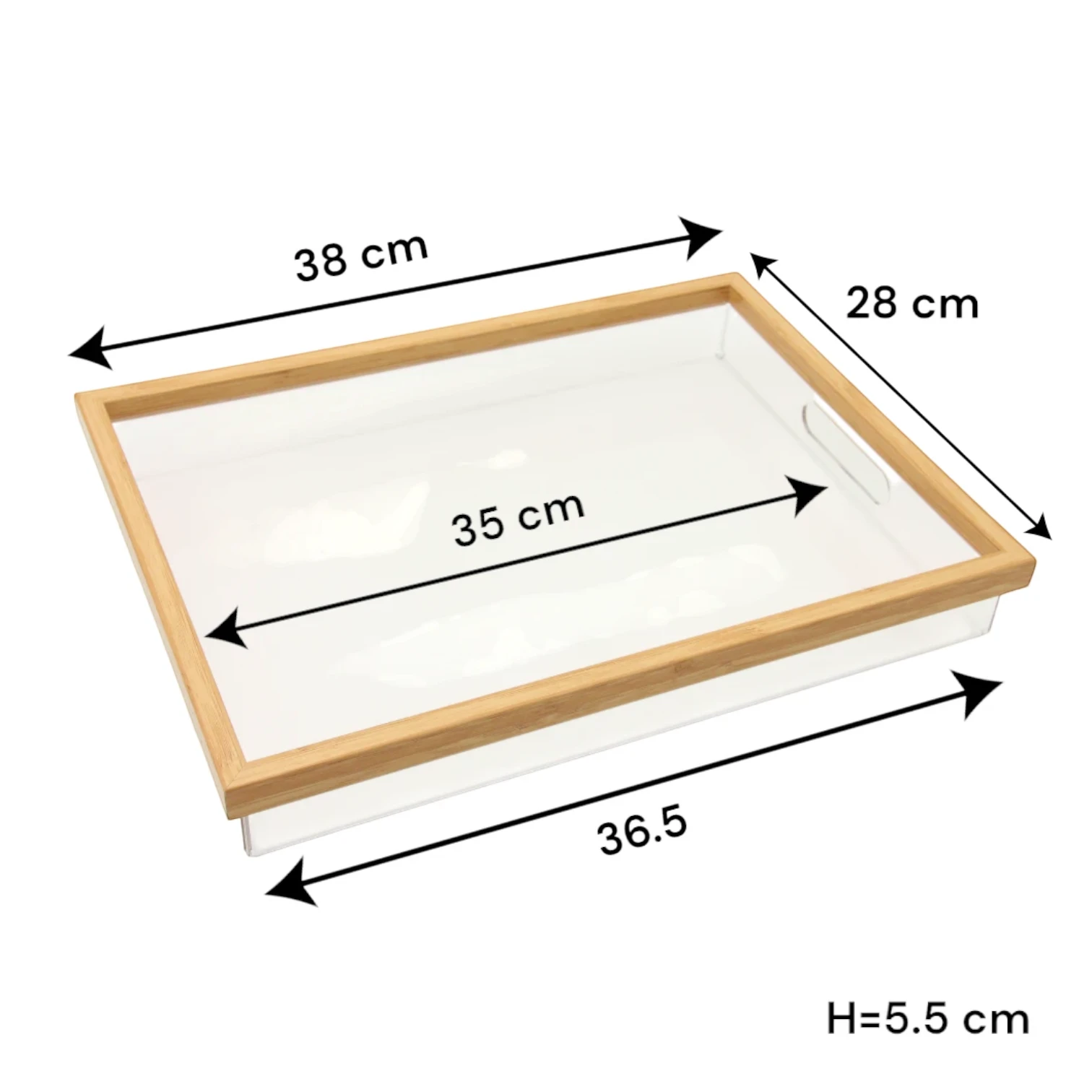 Modern Rectangular Acrylic Tray Set – 2-Piece Serving & Organizer Trays with Frame and Handles for Coffee Table, Kitchen, Vanity & More - Damoo