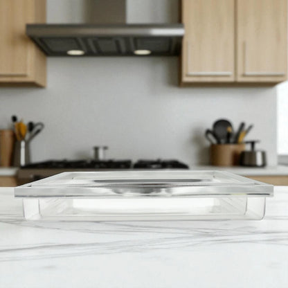 Modern Rectangular Acrylic Tray Set – 2-Piece Serving & Organizer Trays with Frame and Handles for Coffee Table, Kitchen, Vanity & More - Damoo