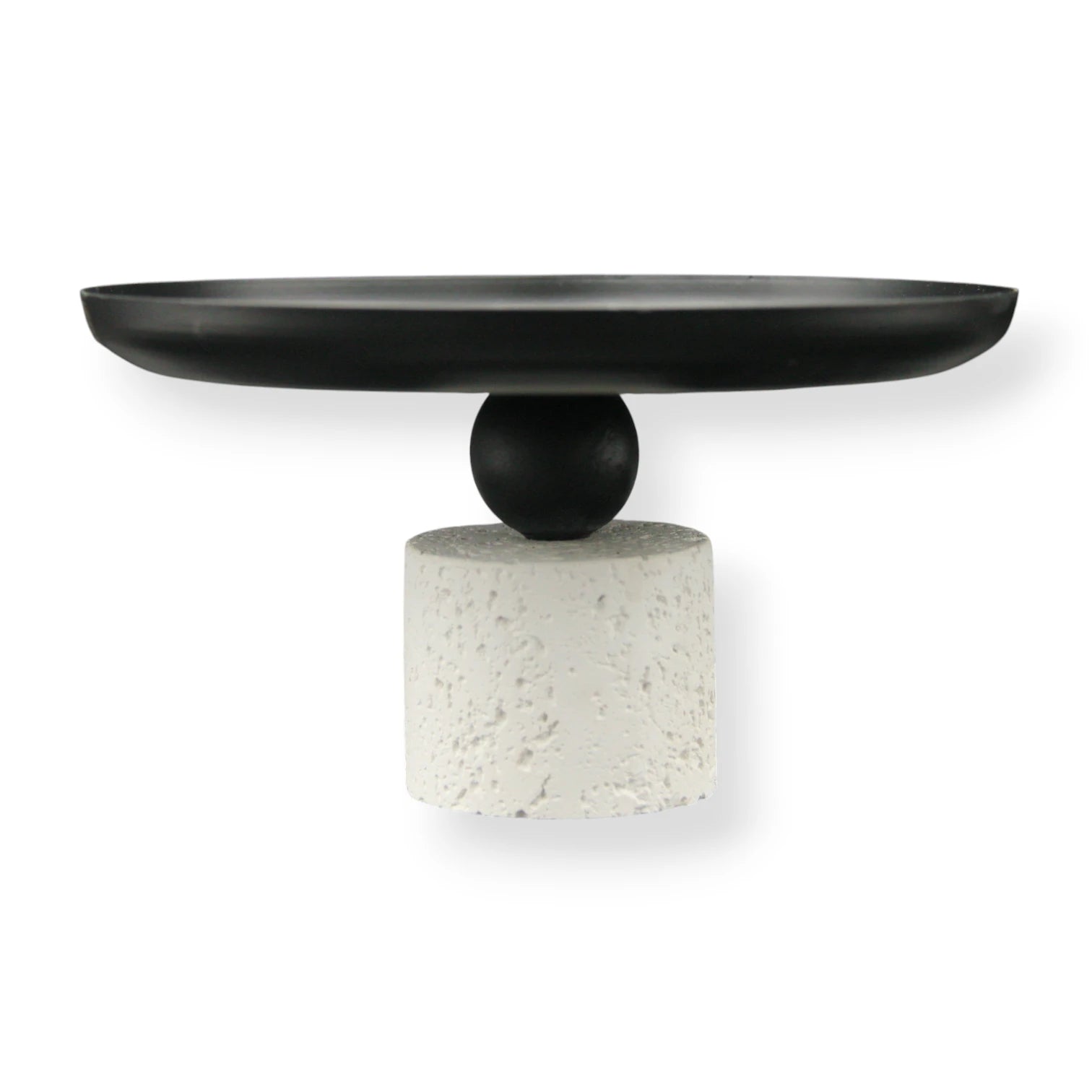 Modern Sculptural Mortar & Pestle piece - White Porous Stone Bowl & Black Hemisphere Pestle - Multi-Purpose Kitchen Grinder & Decorative Piece - Damoo