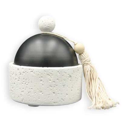 Modern Sculptural Mortar & Pestle Set - White & Black Real Stone - Multi-Purpose Culinary & Decorative Tool - Damoo
