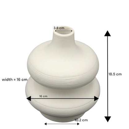 Modern Sculptural White Ceramic Flower Vase – Wavy Minimalist Design for Tabletop, Shelf, and Home Decor Styling - Damoo
