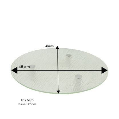 Modern Textured Glass Display Platter with Metal Legs – Elegant Elevated Serving Stand for Desserts, Appetizers & Decor - Damoo