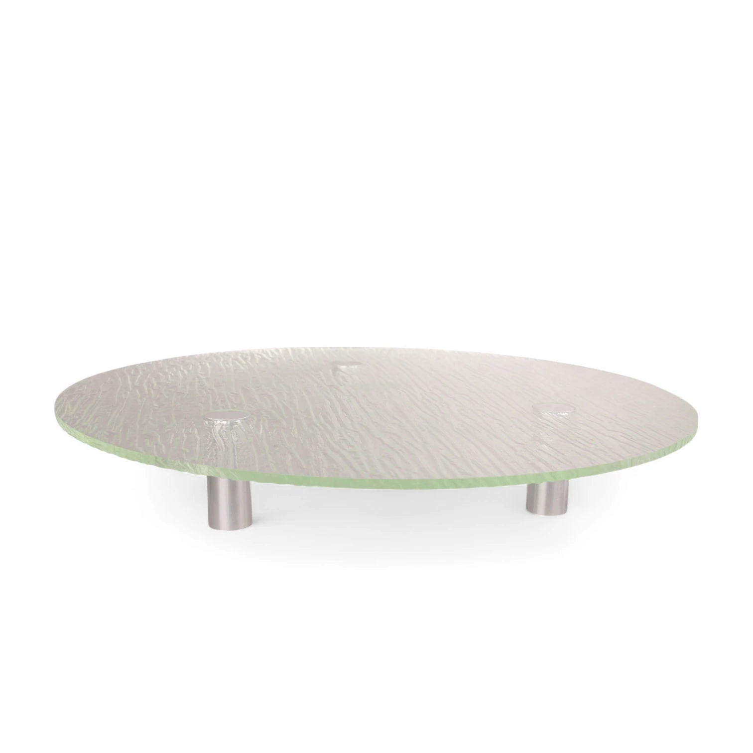 Modern Textured Glass Display Platter with Metal Legs – Elegant Elevated Serving Stand for Desserts, Appetizers & Decor - Damoo