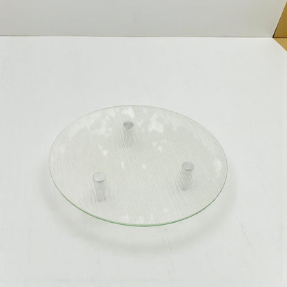 Modern Textured Glass Display Platter with Metal Legs – Elegant Elevated Serving Stand for Desserts, Appetizers & Decor - Damoo