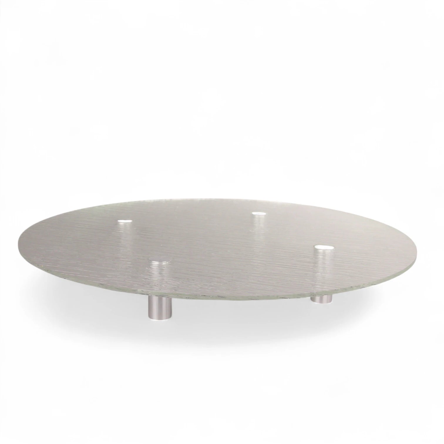 Modern Textured Glass Display Platter with Metal Legs – Elegant Elevated Serving Stand for Desserts, Appetizers & Decor - Damoo