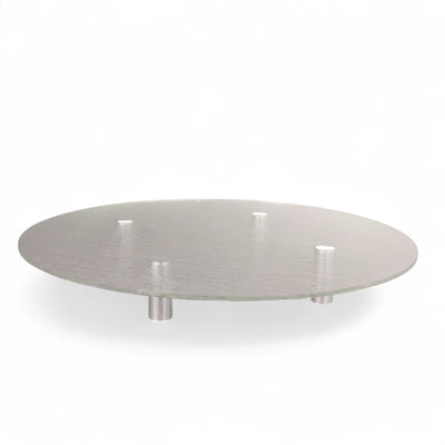 Modern Textured Glass Display Platter with Metal Legs – Elegant Elevated Serving Stand for Desserts, Appetizers & Decor - Damoo