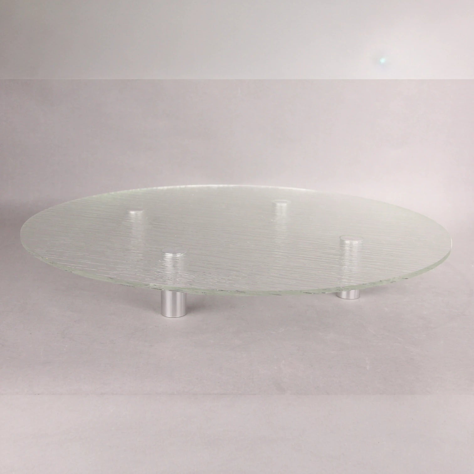 Modern Textured Glass Display Platter with Metal Legs – Elegant Elevated Serving Stand for Desserts, Appetizers & Decor - Damoo