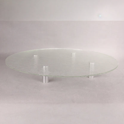 Modern Textured Glass Display Platter with Metal Legs – Elegant Elevated Serving Stand for Desserts, Appetizers & Decor - Damoo