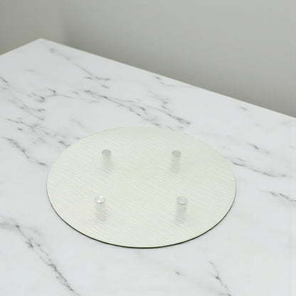 Modern Textured Glass Display Platter with Metal Legs – Elegant Elevated Serving Stand for Desserts, Appetizers & Decor - Damoo