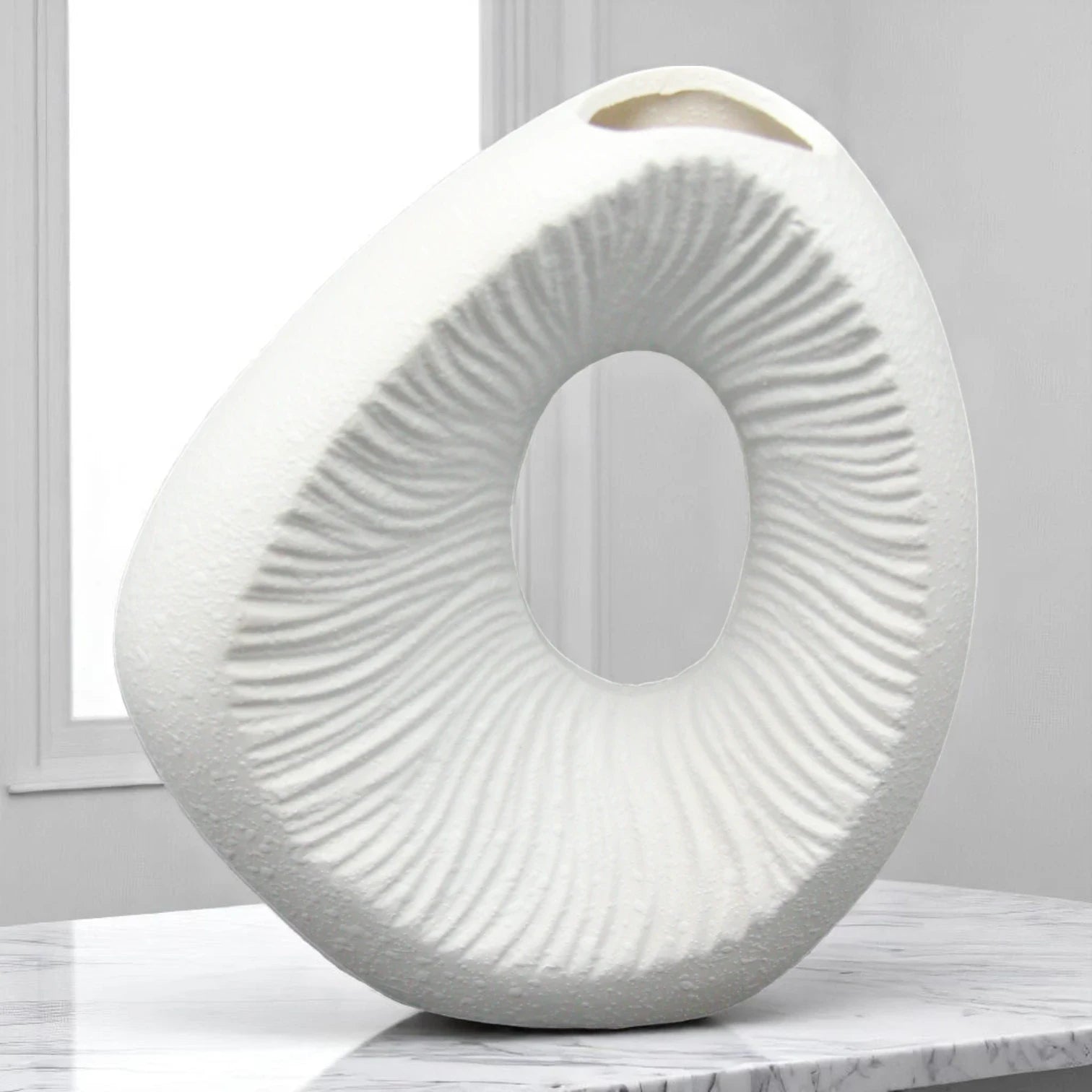 Modern White Abstract Ceramic Vase – Artistic Sculptural Design for Home & Office Décor - Damoo