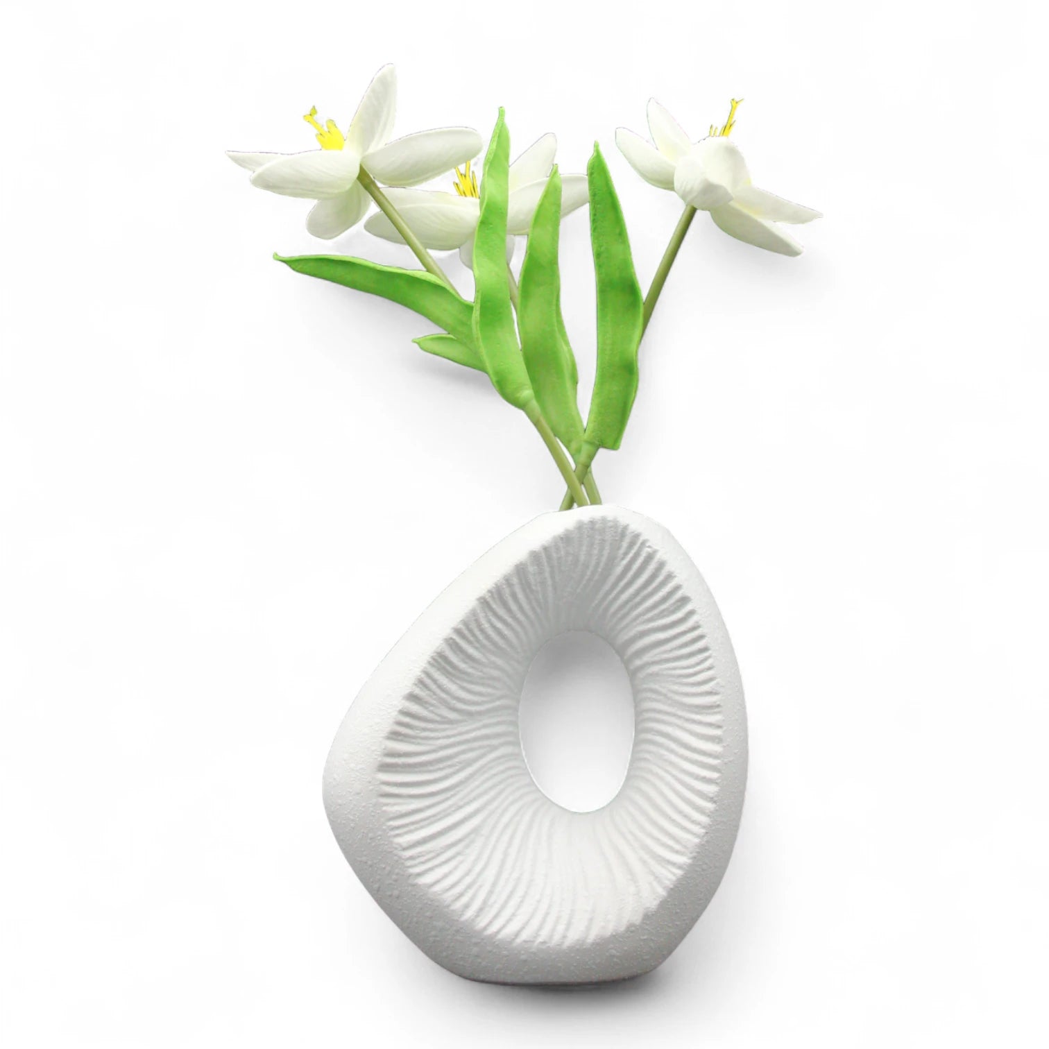 Modern White Abstract Ceramic Vase – Artistic Sculptural Design for Home & Office Décor - Damoo