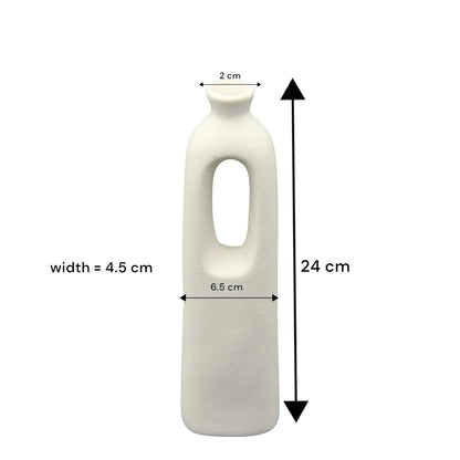 Modern White Ceramic Vase with Cut-Out Design – Minimalist Decorative Flower Holder for Home, Office, or Event Centerpieces - Damoo