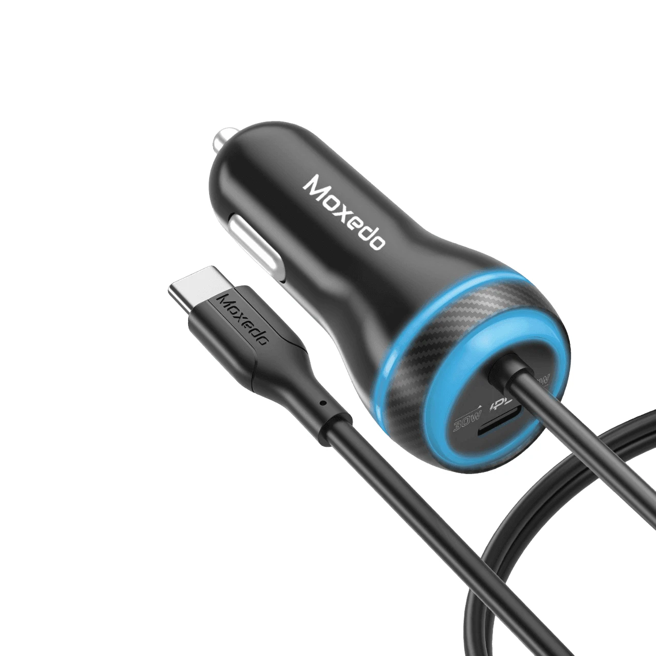 Moxedo 60W PD USB-C Car Charger with Built-in Type-C Cable | Compact Fast Charging Adapter for iPhone, Samsung, LG, Kindle & More | Overheat & Overcurrent Protection - Damoo