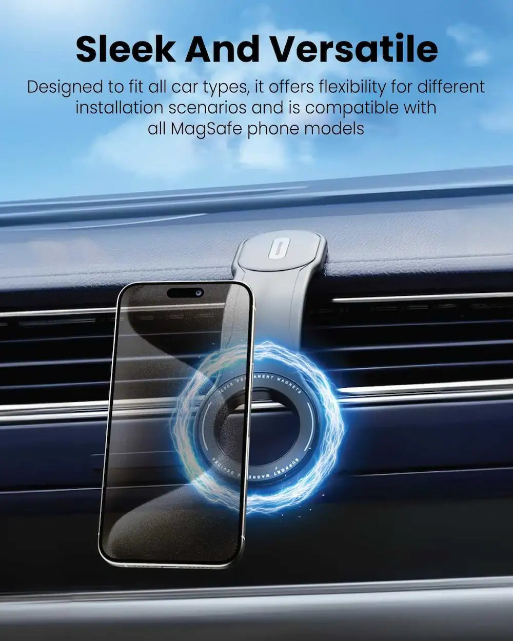 Moxedo Magnetic Car Mount Phone Holder – Flexible Titanium Alloy One-Handed Operation for iPhone 15/14/13/12 Pro Max Plus Mini - Damoo