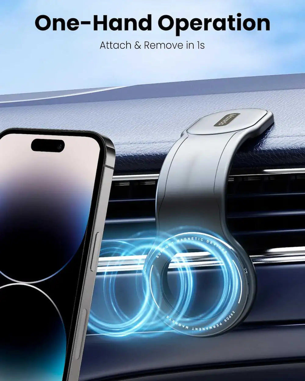 Moxedo Magnetic Car Mount Phone Holder – Flexible Titanium Alloy One-Handed Operation for iPhone 15/14/13/12 Pro Max Plus Mini - Damoo