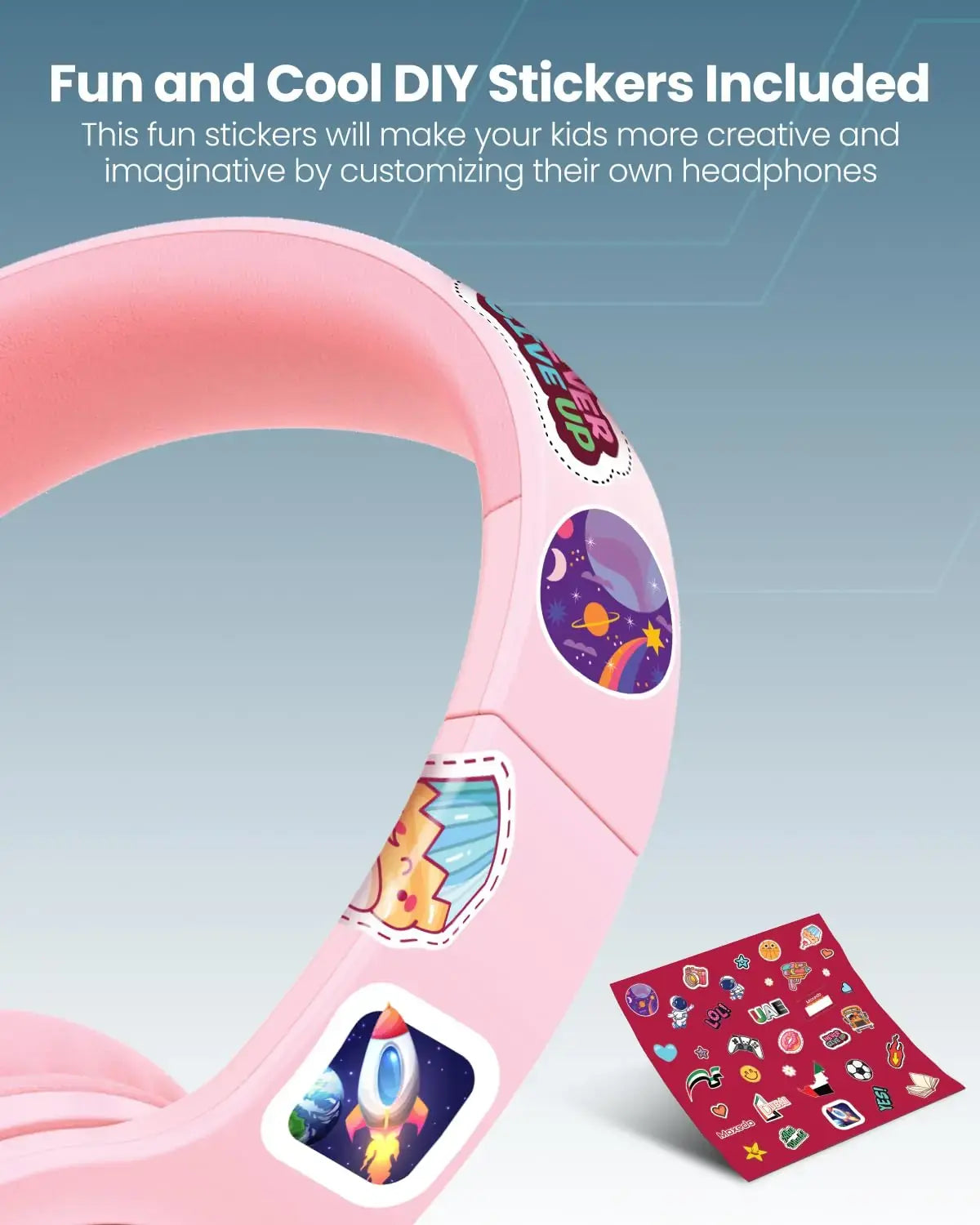Moxedo Tiny Tunes Wired On-Ear Headphones with Built-in Mic, In-Line Remote, Foldable Adjustable Design, Stereo Sound, 93dB Sensitivity – Lightweight Headset for Music & Calls - Damoo