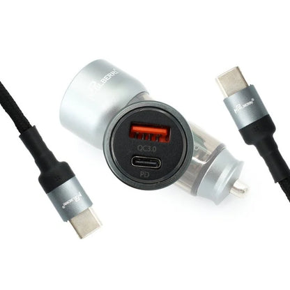 mpBLBERRI 43W Dual Port PD Car Charger – USB-C + USB-A Fast Charging Adapter with PPS | Includes USB-C Cable | Compatible with iPhone, Samsung, iPad, and More - Damoo