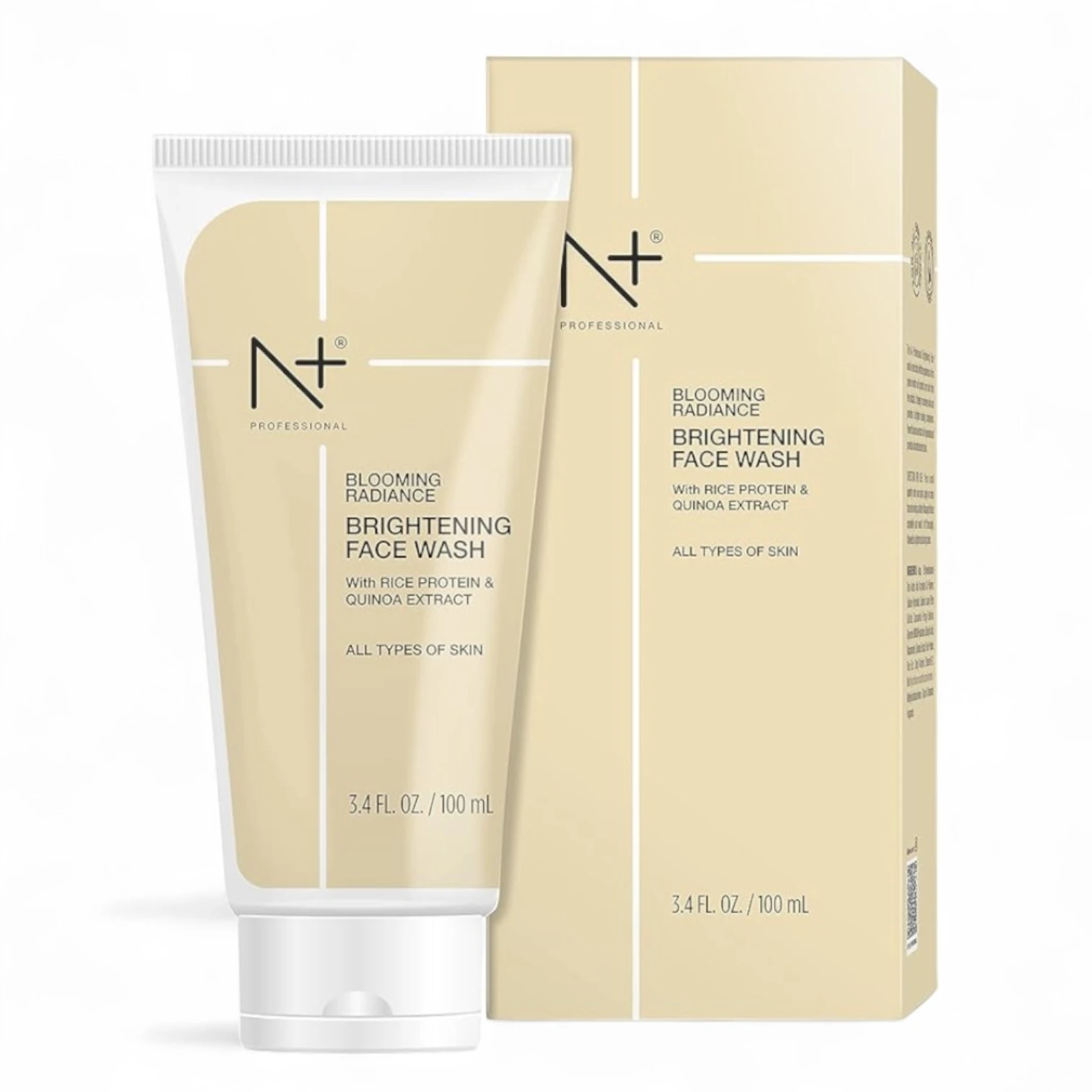 N PLUS Professional Blooming Radiance Brightening Face Wash 100 ML– Rice Protein & Quinoa Extract | Niacinamide | Gentle Gel Cleanser for All Skin Types - Damoo
