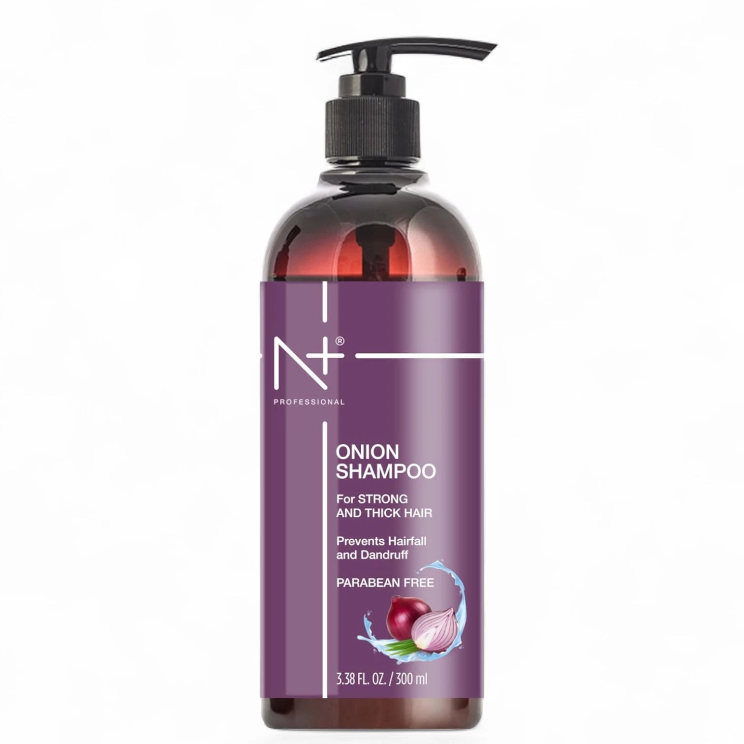N Plus Professional Onion Hair Care Shampoo | 300ml | Promotes Hair Growth | Reduces Hair Fall | Deep Cleansing | Suitable for All Hair Types - Damoo