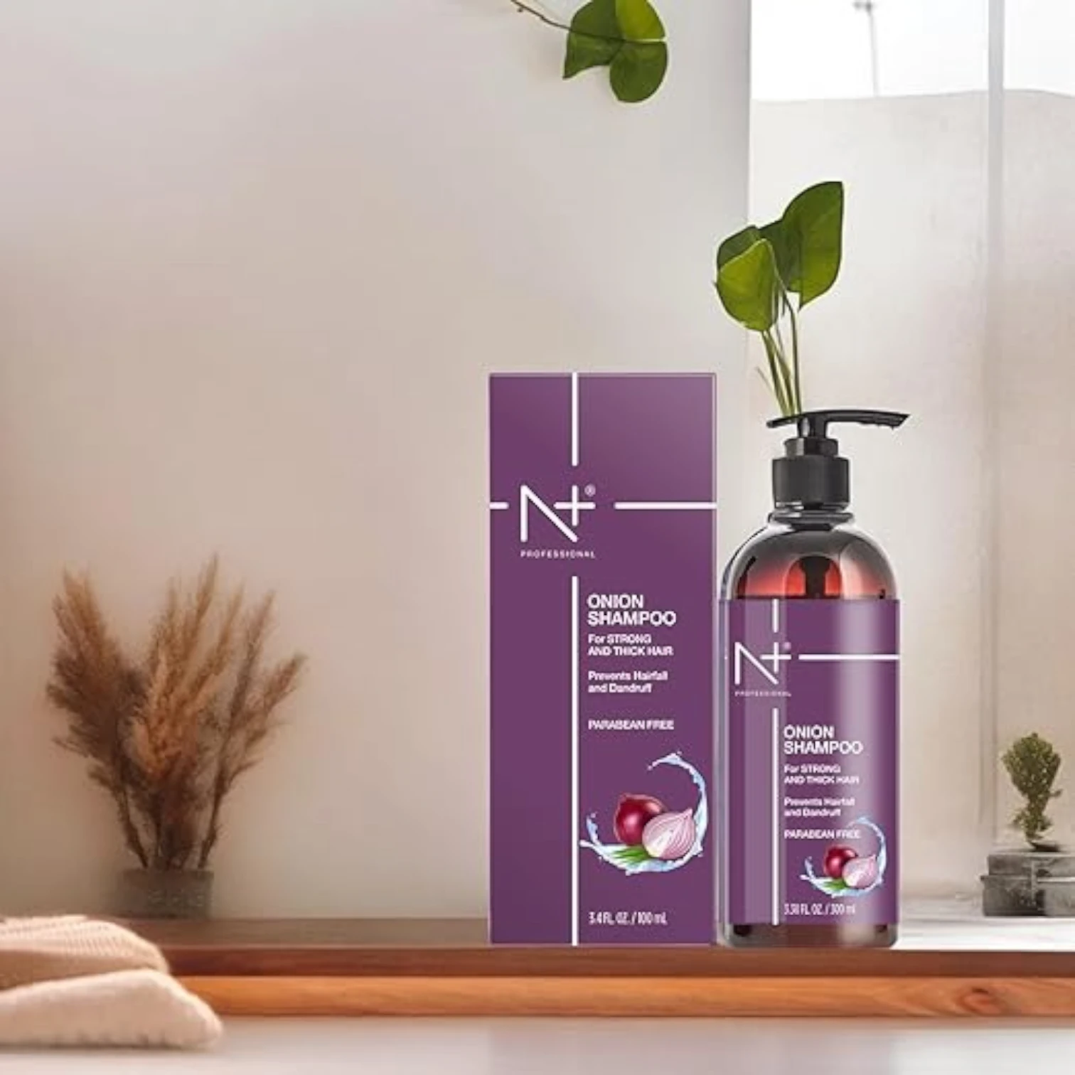 N Plus Professional Onion Hair Care Shampoo | 300ml | Promotes Hair Growth | Reduces Hair Fall | Deep Cleansing | Suitable for All Hair Types - Damoo