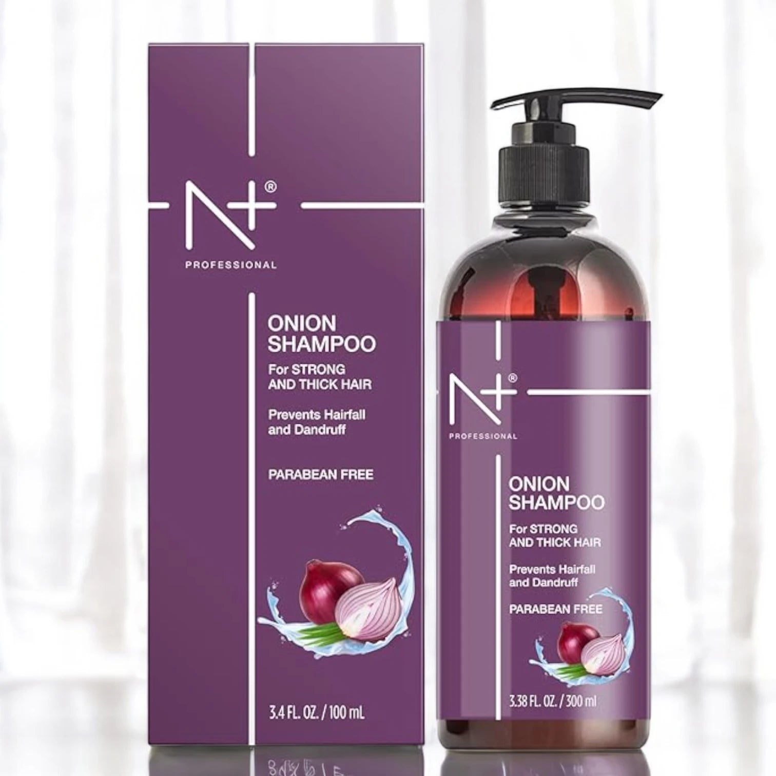 N Plus Professional Onion Hair Care Shampoo | 300ml | Promotes Hair Growth | Reduces Hair Fall | Deep Cleansing | Suitable for All Hair Types - Damoo