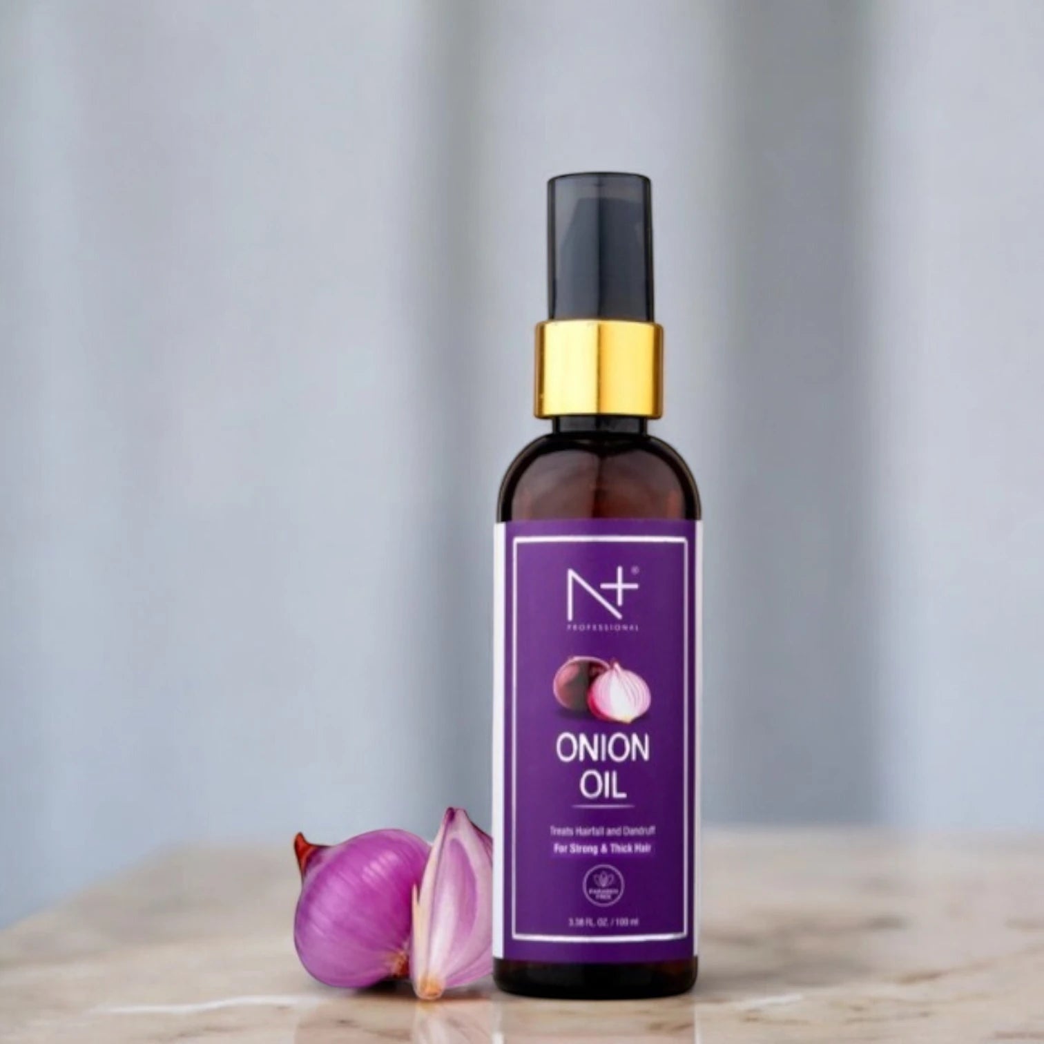 N Plus Professional Onion Hair Oil – 100ml | For Strong, Thick & Healthy Hair | Fights Dandruff & Hair Fall | Cruelty-Free & Sustainable Formula - Damoo