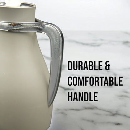 Najib Vacuum Flask Set – 0.7L + 1.0L Modern Thermal Flasks | Rust-Resistant Body | 12H Hot / 24H Cold | Push Button Lid | Non-Asbestos Pink Glass Liner | Durable Comfortable Handle - Damoo