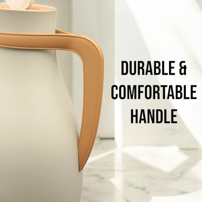 Najib Vacuum Flask Set – 0.7L + 1.0L Modern Thermal Flasks | Rust-Resistant Body | 12H Hot / 24H Cold | Push Button Lid | Non-Asbestos Pink Glass Liner | Durable Comfortable Handle - Damoo