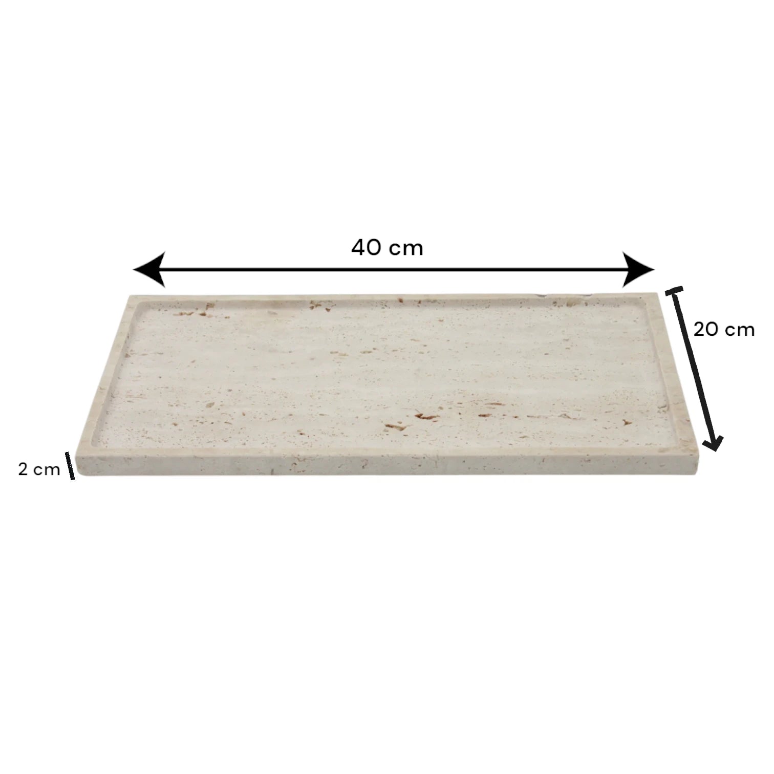 Natural Travertine Decorative Tray – Rectangular Marble Tray for Counter, Kitchen, Vanity, Dresser, Nightstand, or Desk - Multipurpose Stone Serving Tray by Damoo - Damoo