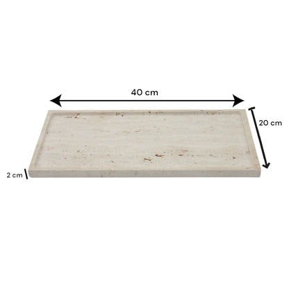 Natural Travertine Decorative Tray – Rectangular Marble Tray for Counter, Kitchen, Vanity, Dresser, Nightstand, or Desk - Multipurpose Stone Serving Tray by Damoo - Damoo
