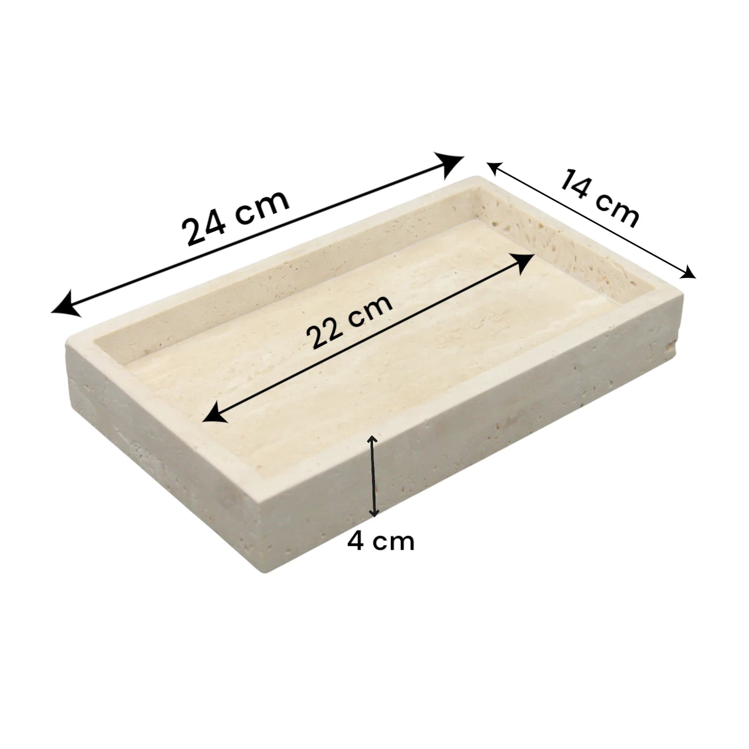 Natural Travertine Rectangular Tray – Minimalist Stone Vanity Organizer for Jewelry, Candles & Bathroom Decor - Damoo