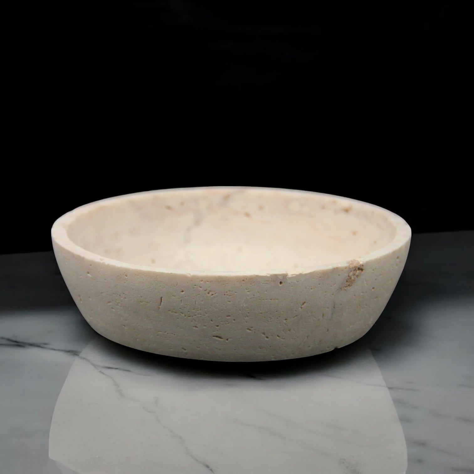 Natural Travertine Stone Bowl – Handcrafted Round Catchall Tray for Keys, Jewelry, Candles, or Decor | Minimalist - Damoo