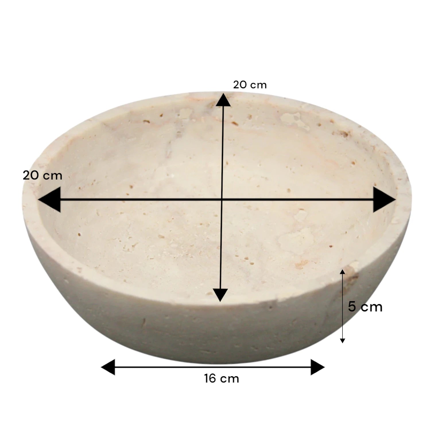 Natural Travertine Stone Bowl – Handcrafted Round Catchall Tray for Keys, Jewelry, Candles, or Decor | Minimalist - Damoo