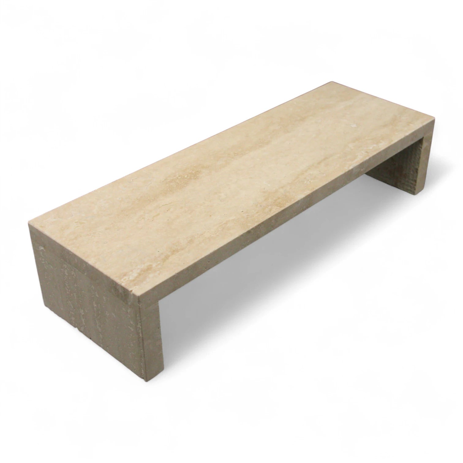 Natural Travertine Stone Display Riser – Long Rectangular Shelf Stand for Vanity, Kitchen & Decor Styling - Damoo