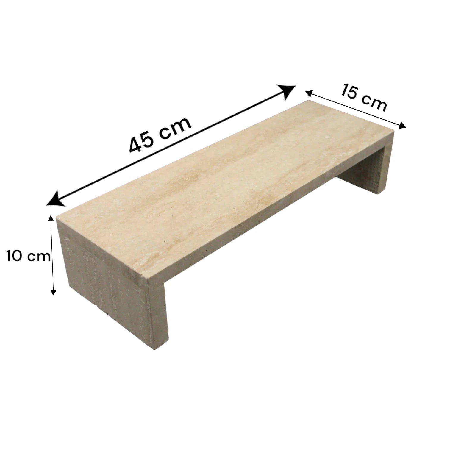 Natural Travertine Stone Display Riser – Long Rectangular Shelf Stand for Vanity, Kitchen & Decor Styling - Damoo