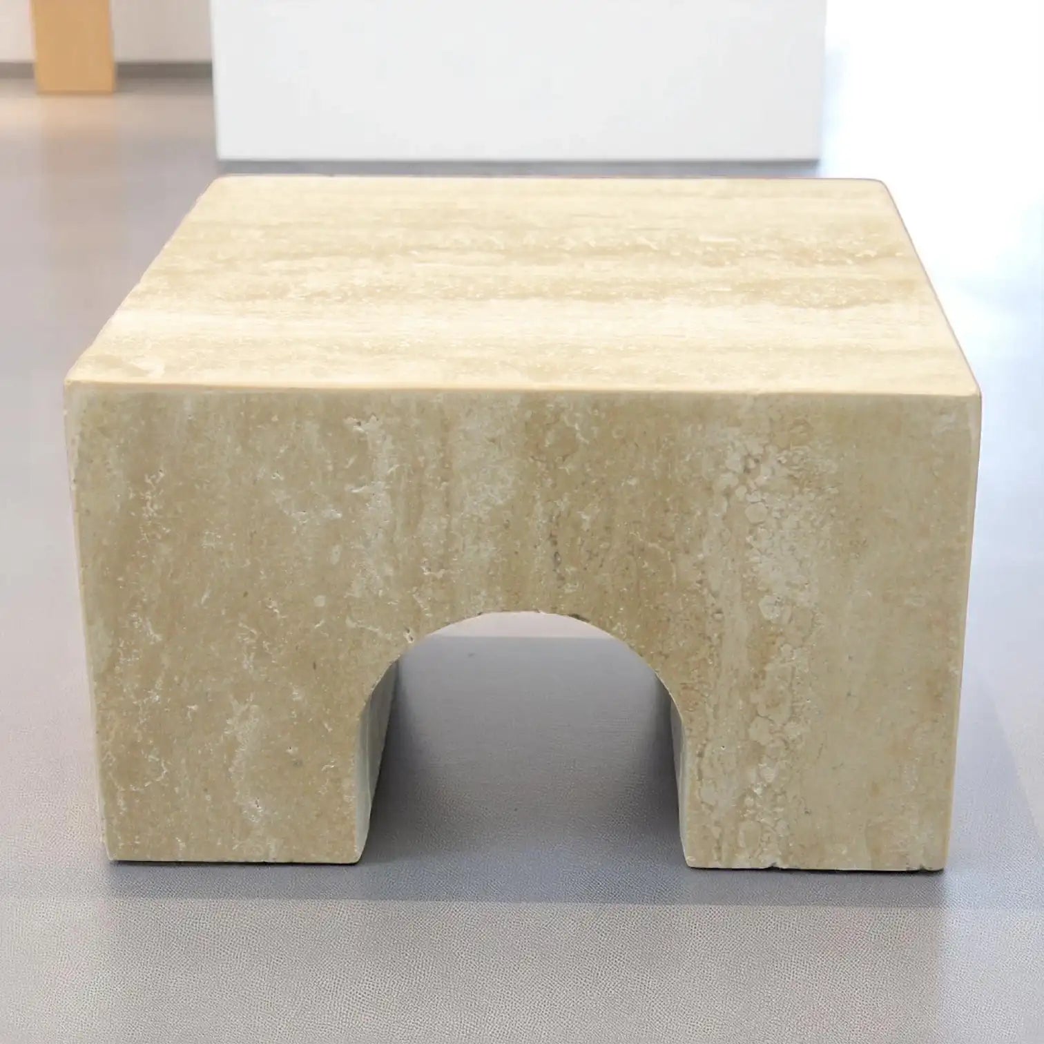 Natural Travertine Stone Display Stand – Arch Base Pedestal for Decor, Jewelry, or Photography Props - Damoo