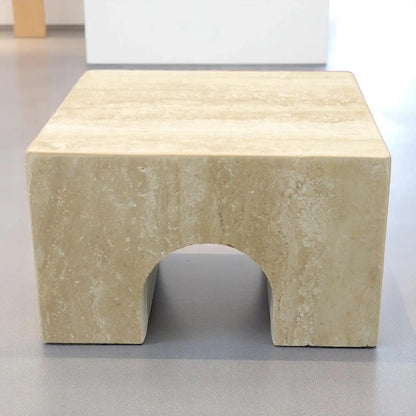 Natural Travertine Stone Display Stand – Arch Base Pedestal for Decor, Jewelry, or Photography Props - Damoo