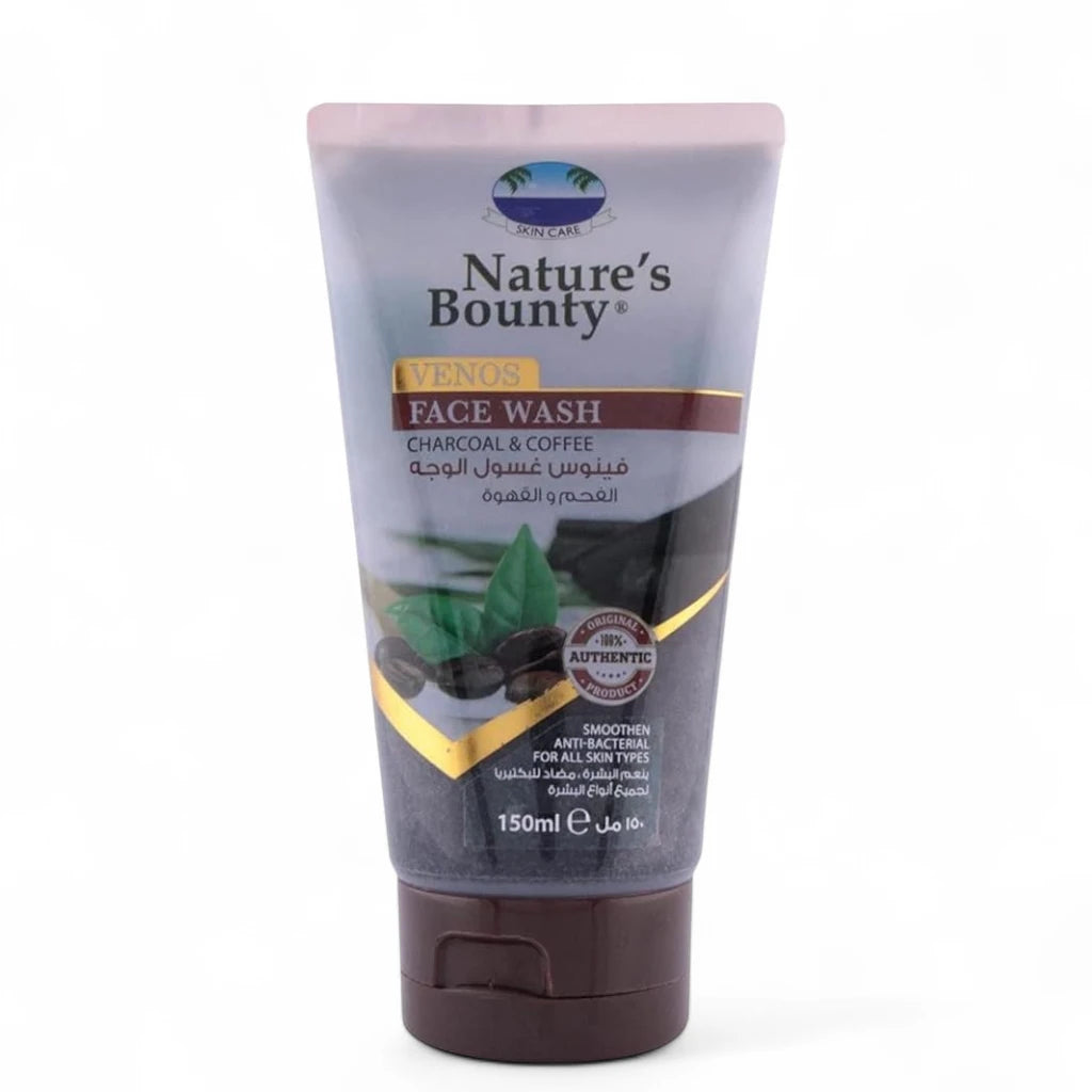 Nature's Bounty Charcoal & Coffee Face Wash 150ml – Deep Cleansing, Oil Control & Blemish Brightening - Damoo