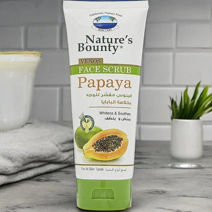 Nature's Bounty Papaya Face Scrub 200ml – Natural Exfoliating Cleanser for Oily & All Skin Types | Brightening & Oil-Control Formula - Damoo