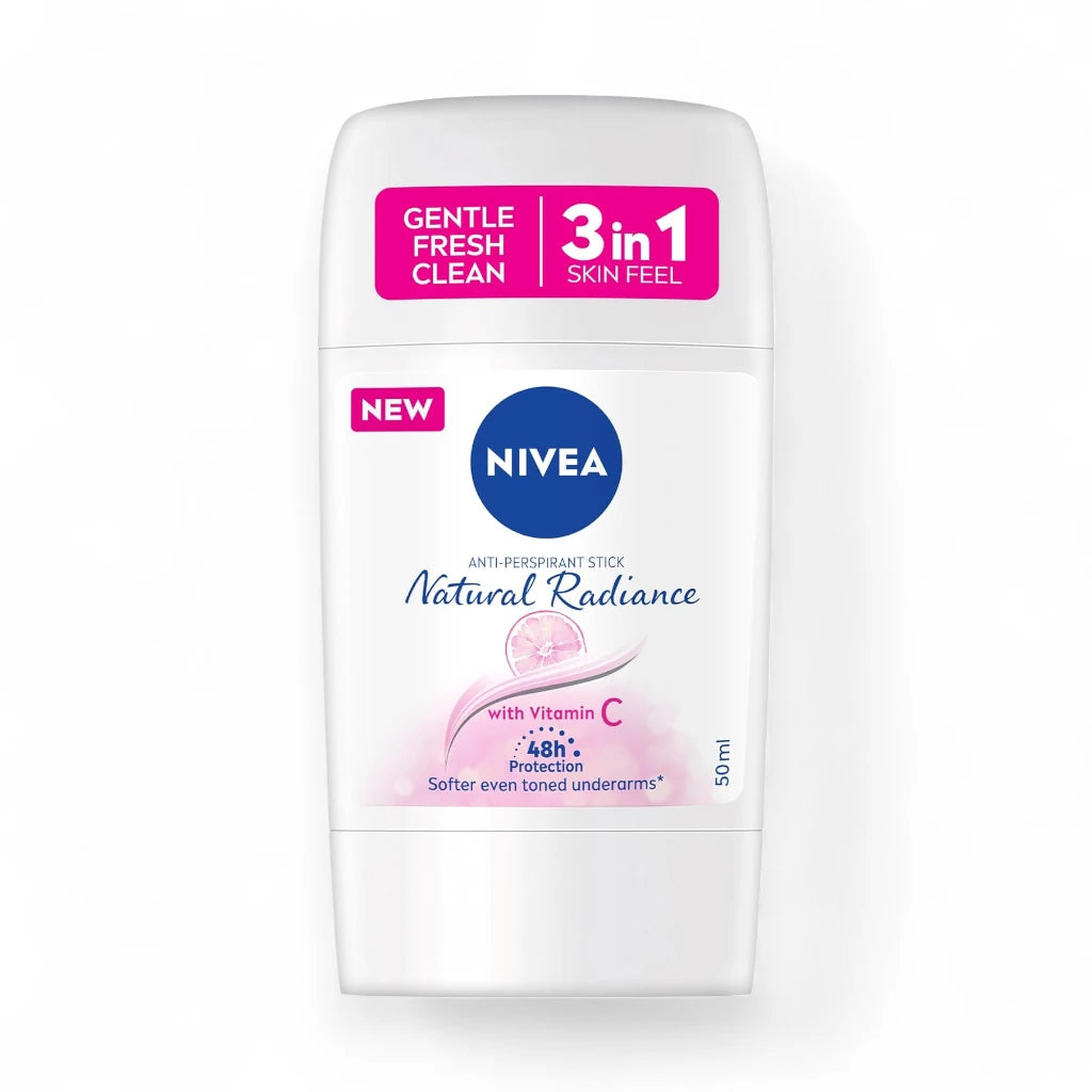 NIVEA 3 in 1 Antiperspirant Stick for Women 50ml – Natural Radiance with Vitamin C, 48h Protection, Alcohol-Free - Damoo
