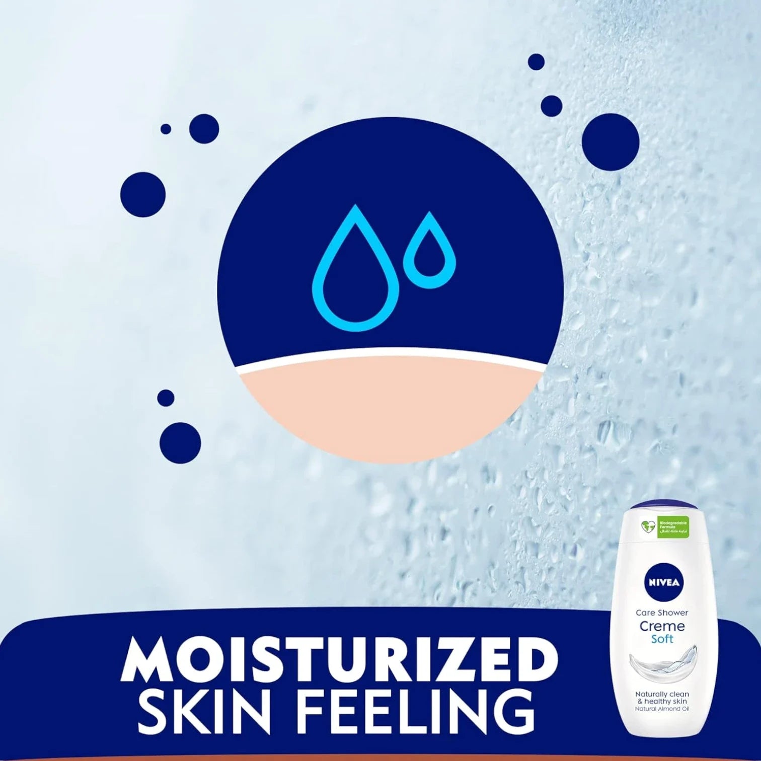 NIVEA Creme Soft Shower Gel Body Wash with Natural Almond Oil & Mild Scent – 250ml, Moisturizing & pH Balanced, Microplastic-Free - Damoo