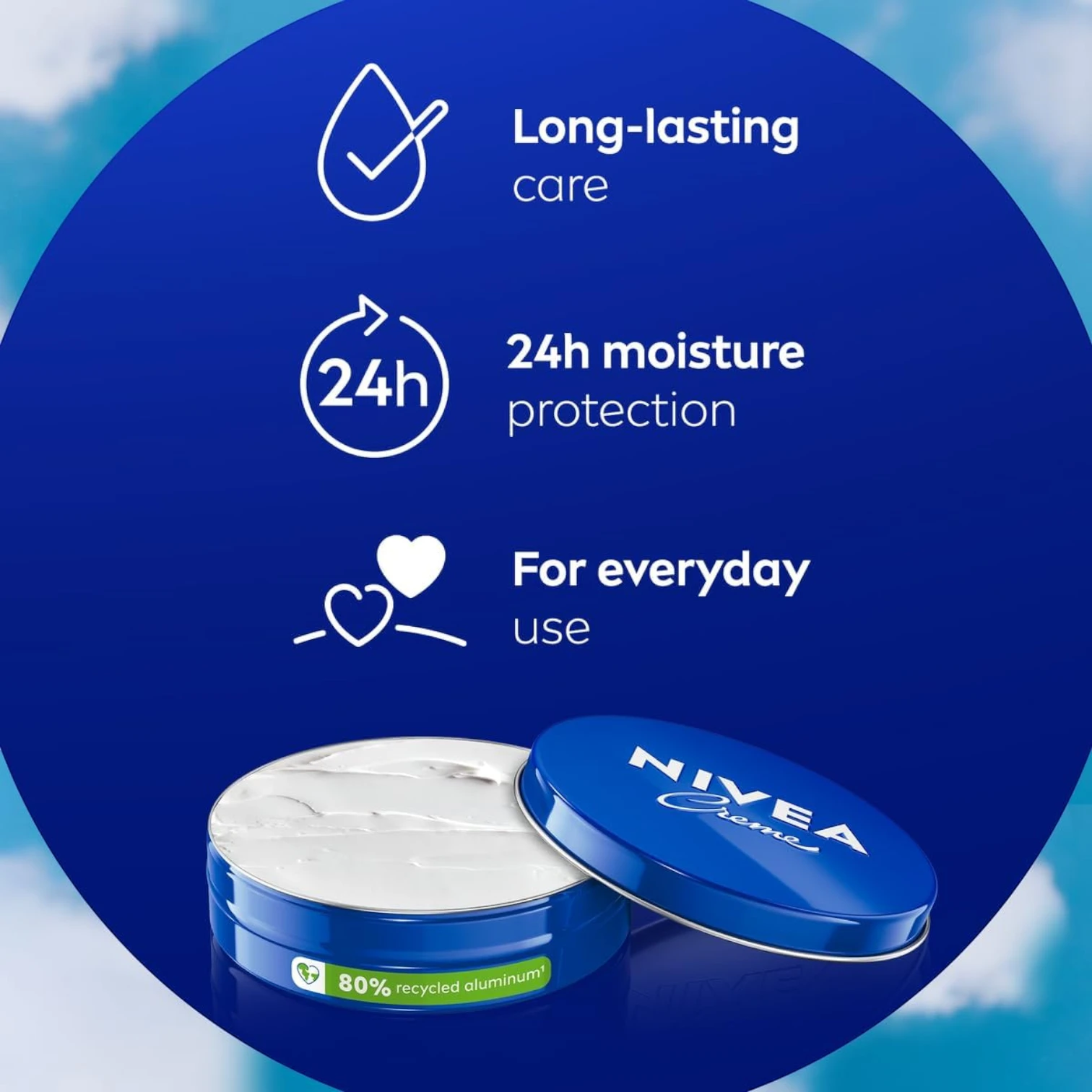 NIVEA Creme Tin Pack of 3 (150ml each) – Intensive Moisturizing Cream for Face, Hands & Body - Daily Use for All Skin Types, Paraben-Free, Dermatologically Tested - Damoo