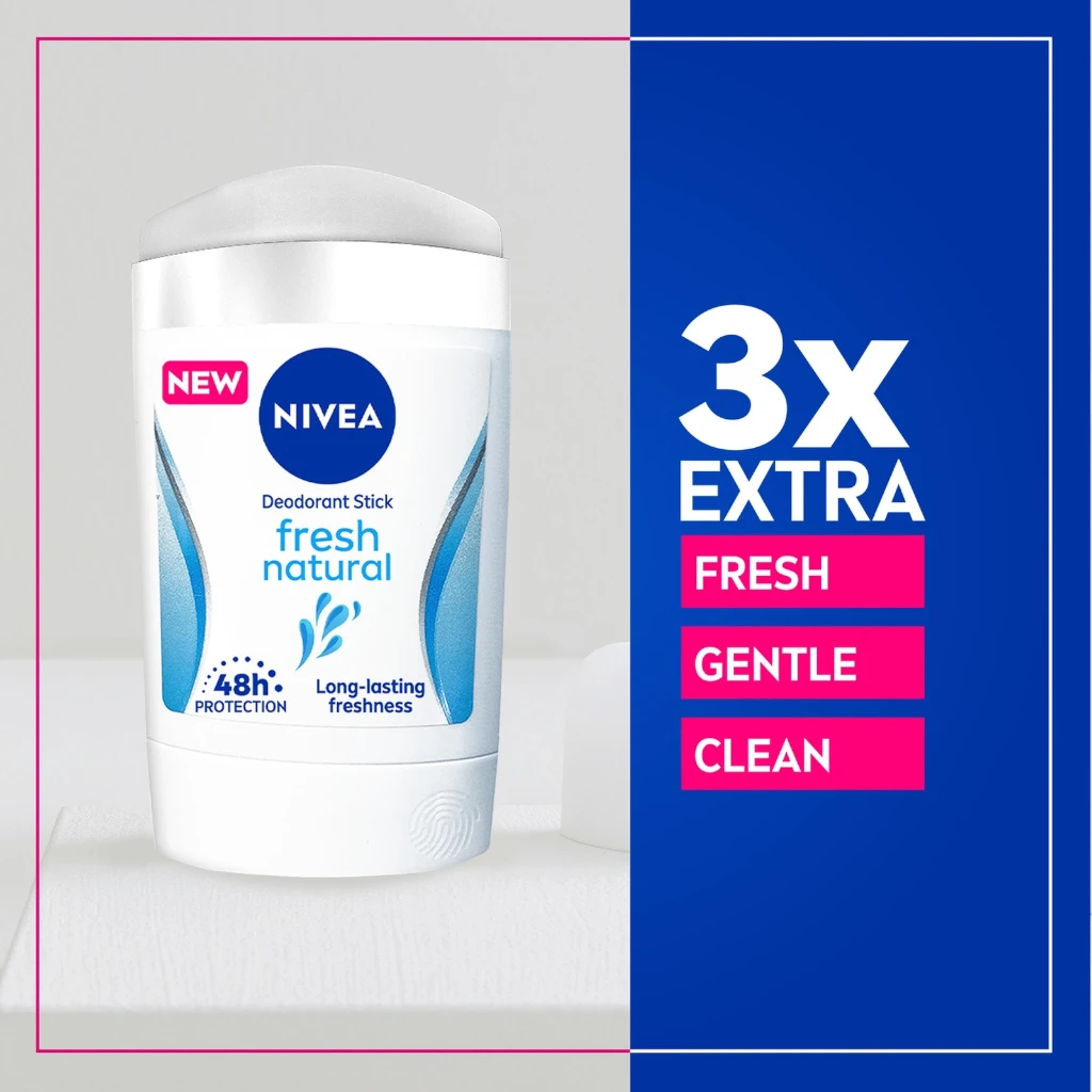 NIVEA Deodorant 3 in 1 Stick for Women 50ml – 48h Antiperspirant Protection, Fresh Natural Scent with Ocean Extracts, Alcohol-Free - Damoo
