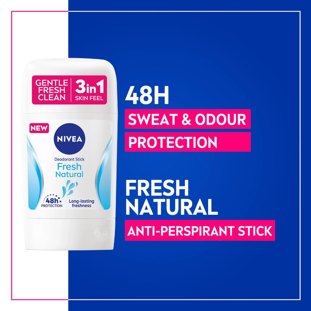 NIVEA Deodorant 3 in 1 Stick for Women 50ml – 48h Antiperspirant Protection, Fresh Natural Scent with Ocean Extracts, Alcohol-Free - Damoo