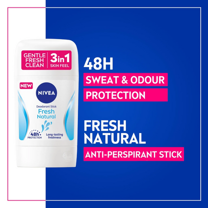 NIVEA Deodorant 3 in 1 Stick for Women 50ml – 48h Antiperspirant Protection, Fresh Natural Scent with Ocean Extracts, Alcohol-Free - Damoo