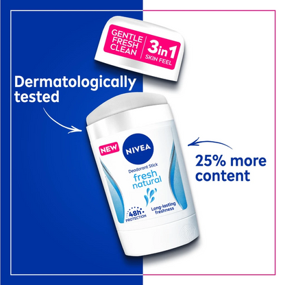 NIVEA Deodorant 3 in 1 Stick for Women 50ml – 48h Antiperspirant Protection, Fresh Natural Scent with Ocean Extracts, Alcohol-Free - Damoo